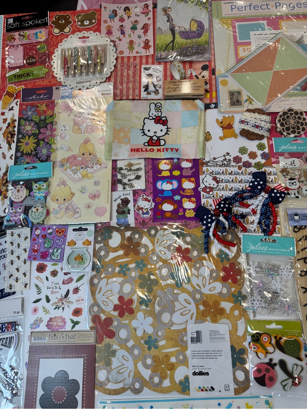 Scrapbooking lot Jolees Disney Mickey Pooh HelloKitty PreciousMoments Papyrus